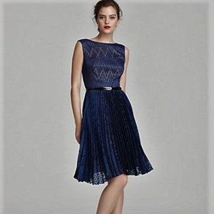 NWT Adrianna Papell Blue Chiffon Fit & Flare Holiday Party Cocktail Dress 16